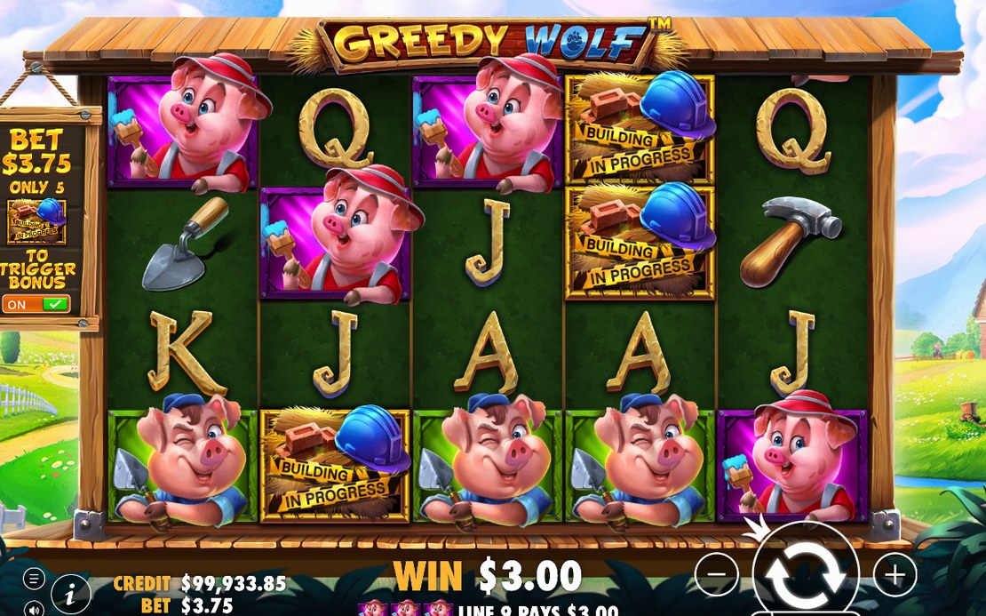 Base Game 5x4 grid with the hanging Ante Bet sign